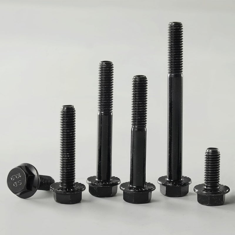 YIIFLY M12 x 20mm Flanged Hex Head Bolts Flange Hexagon Screws, M12x1.75 Bolt, 10.9 Grade Alloy Steel, Hexagon Head Bolts, Black Zinc Finish, Full Thread, Quantity 6 - Image 5
